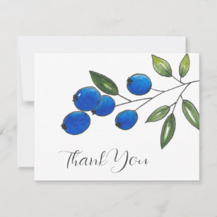 Handtekening blauwe bosbessen 2 bedankkaart