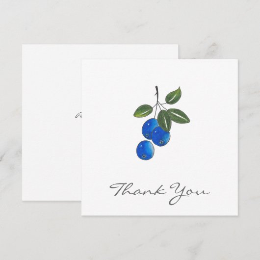 Handtekening blauwe bosbessen 3 bedankkaart (Voorkant / Achterkant)