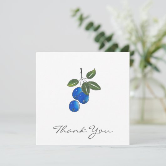 Handtekening blauwe bosbessen 3 bedankkaart (Staand voorkant)