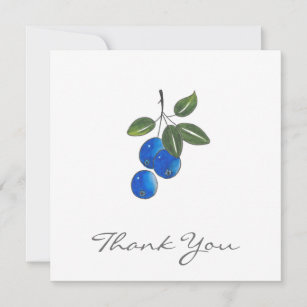 Handtekening blauwe bosbessen 3 bedankkaart