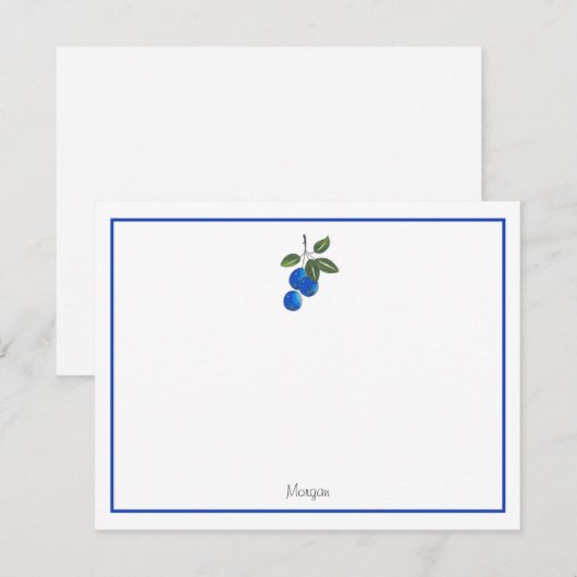 Handtekening blauwe bosbessen 3 notitiekaartje (Voorkant / Achterkant)