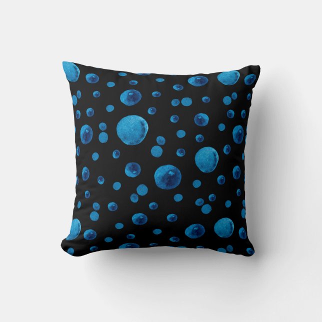 Handtekening blauwe Waterverf bollen Kussen (Voorkant)