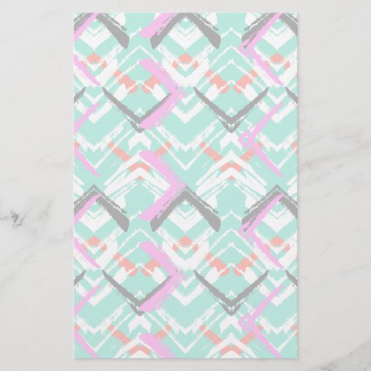 Handtekening Blauwgroen Zig Zag Patroon Briefpapier (Voorkant)