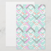 Handtekening Blauwgroen Zig Zag Patroon Briefpapier (Voorkant / Achterkant)