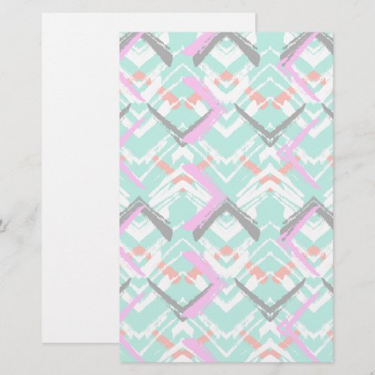 Handtekening Blauwgroen Zig Zag Patroon Briefpapier (Voorkant / Achterkant)