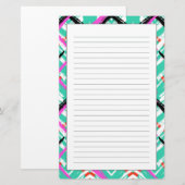 Handtekening Blauwgroen Zig Zag Patroon Briefpapier (Voorkant / Achterkant)
