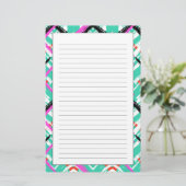 Handtekening Blauwgroen Zig Zag Patroon Briefpapier (Staand voorkant)
