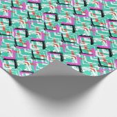 Handtekening Blauwgroen Zig Zag Patroon Cadeaupapier (Hoek)