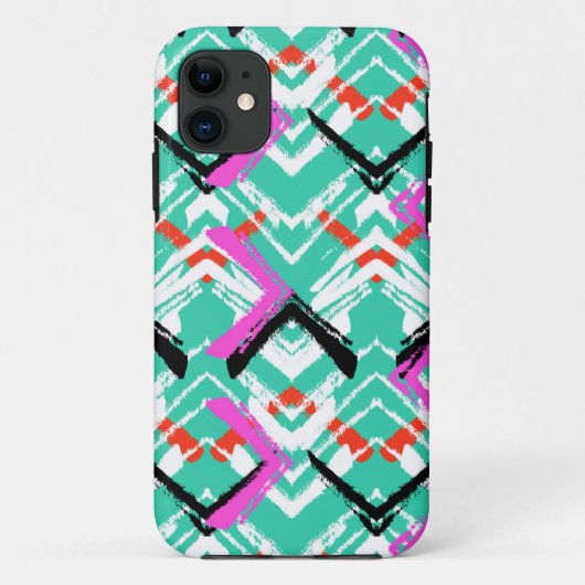 Handtekening Blauwgroen Zig Zag Patroon Case-Mate iPhone Case (Achterkant)