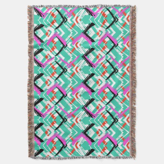 Handtekening Blauwgroen Zig Zag Patroon Deken (Voorkant Verticaal)