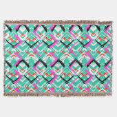 Handtekening Blauwgroen Zig Zag Patroon Deken (Voorkant)