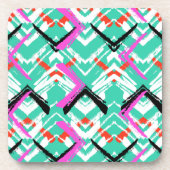 Handtekening Blauwgroen Zig Zag Patroon Drankjes Onderzetter (Voorkant)