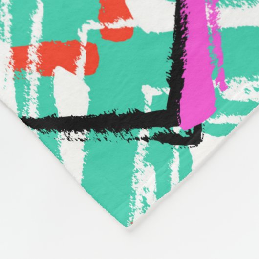 Handtekening Blauwgroen Zig Zag Patroon Fleece Deken (Hoek)