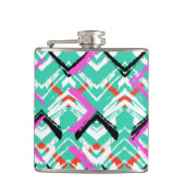 Handtekening Blauwgroen Zig Zag Patroon Heupfles (Voorkant)