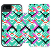 Handtekening Blauwgroen Zig Zag Patroon Incipio iPhone Portemonnee Hoesje (Agenda Open)