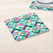 Handtekening Blauwgroen Zig Zag Patroon Kartonnen Onderzetters (Schuin)