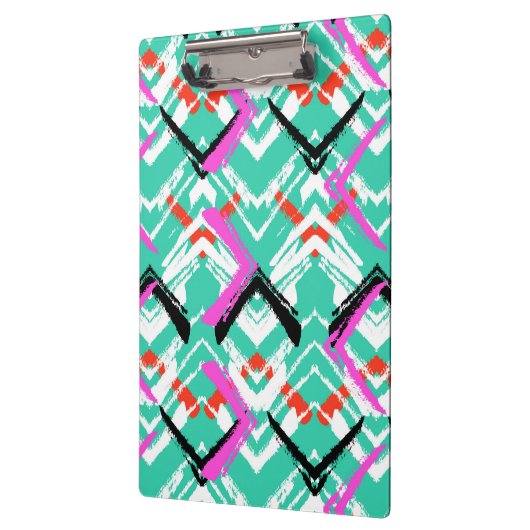 Handtekening Blauwgroen Zig Zag Patroon Klembord (Links)