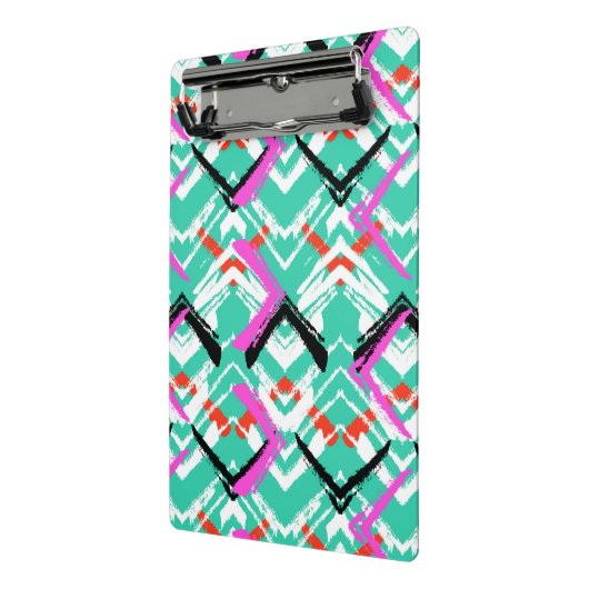 Handtekening Blauwgroen Zig Zag Patroon Mini Klembord (Angled2)