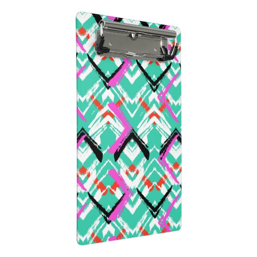 Handtekening Blauwgroen Zig Zag Patroon Mini Klembord (Schuin)