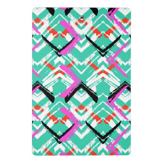 Handtekening Blauwgroen Zig Zag Patroon Mini Klembord (Achterkant)