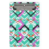 Handtekening Blauwgroen Zig Zag Patroon Mini Klembord (Voorkant)