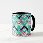 Handtekening Blauwgroen Zig Zag Patroon Mok (Voorkant rechts)