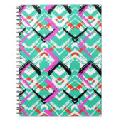 Handtekening Blauwgroen Zig Zag Patroon Notitieboek (Voorkant)