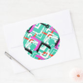 Handtekening Blauwgroen Zig Zag Patroon Ronde Sticker (Envelop)