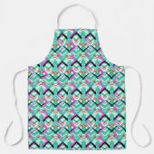 Handtekening Blauwgroen Zig Zag Patroon Schort (Voorkant)
