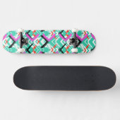 Handtekening Blauwgroen Zig Zag Patroon Skateboard (Horizontaal)