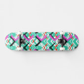 Handtekening Blauwgroen Zig Zag Patroon Skateboard (Horizontaal)