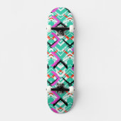 Handtekening Blauwgroen Zig Zag Patroon Skateboard (Voorkant)