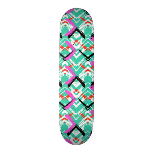 Handtekening Blauwgroen Zig Zag Patroon Skateboard