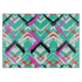 Handtekening Blauwgroen Zig Zag Patroon Snijplank (Voorkant)