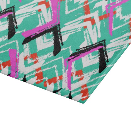 Handtekening Blauwgroen Zig Zag Patroon Snijplank (Hoek)