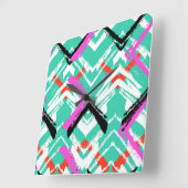 Handtekening Blauwgroen Zig Zag Patroon Vierkante Klok (Hoek)
