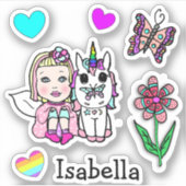Handtekening Blonde Fairy, Unicorn en Naam Sticker (Voorkant)