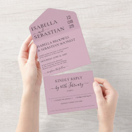 Handtekening Blush Roze Huwelijk Vriendelijk Antwo All In One Uitnodiging