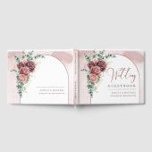 Handtekening bordeaux bloemenboog gouden bruiloft gastenboek (Volledig)