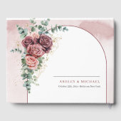 Handtekening bordeaux bloemenboog gouden bruiloft gastenboek (Achterkant)