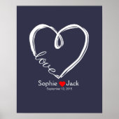 handtekening bruiloft gastboek oneindige hartkleur poster (Voorkant)