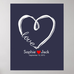 handtekening bruiloft gastboek oneindige hartkleur poster