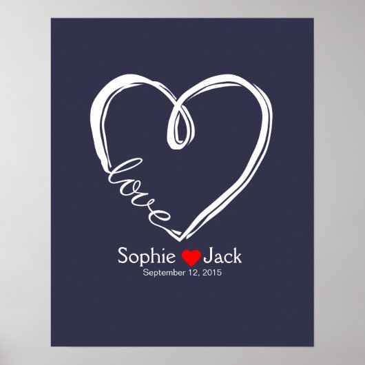 handtekening bruiloft gastboek oneindige hartkleur poster (Voorkant)