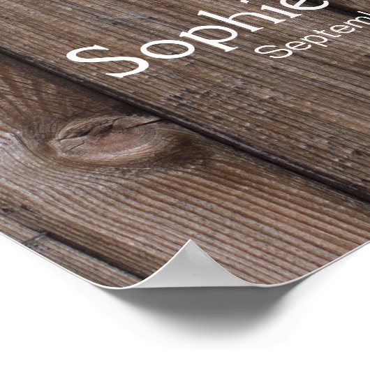 handtekening bruiloft gastenboek roze hout poster (Hoek)