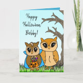 Handtekening Cartoon eigenaar Halloween Greetings Feestdagen Kaart (Voorkant)