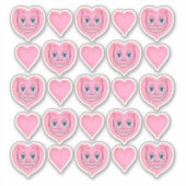 Handtekening Cartoon glimlachend luiroze I hart Sticker (Voorkant)