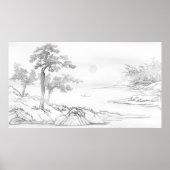 Handtekening Chinese stijllandschap Poster (Voorkant)