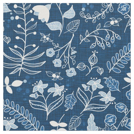 Handtekening Classic Blue Boho Flowers Stof (Close Up)