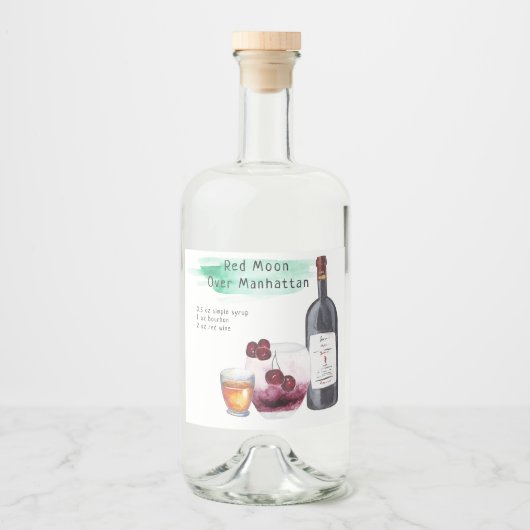 Handtekening Cocktail Recept Bruiloft Favor Label Likeurfles Etiket (Voorkant)