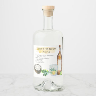 Handtekening Cocktail Recept Bruiloft Favor Label Likeurfles Etiket